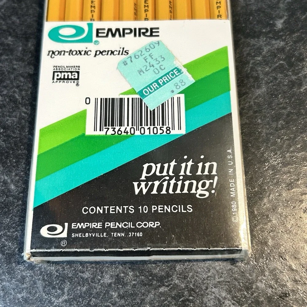 1980 Empire Pencils‎ Non Toxic No 2 Choice Shelbyville TN 10 Pack Sealed